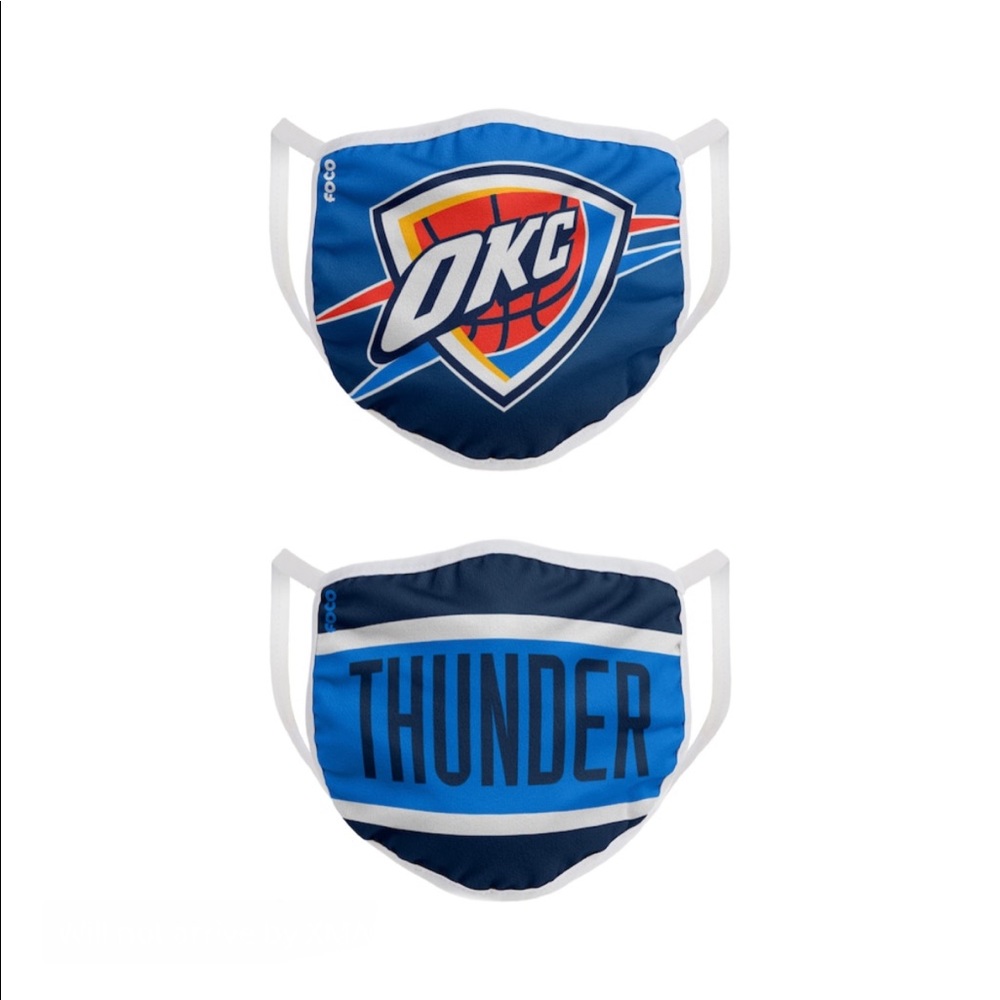 New - OKC Thunder bundle of two face masks NBA